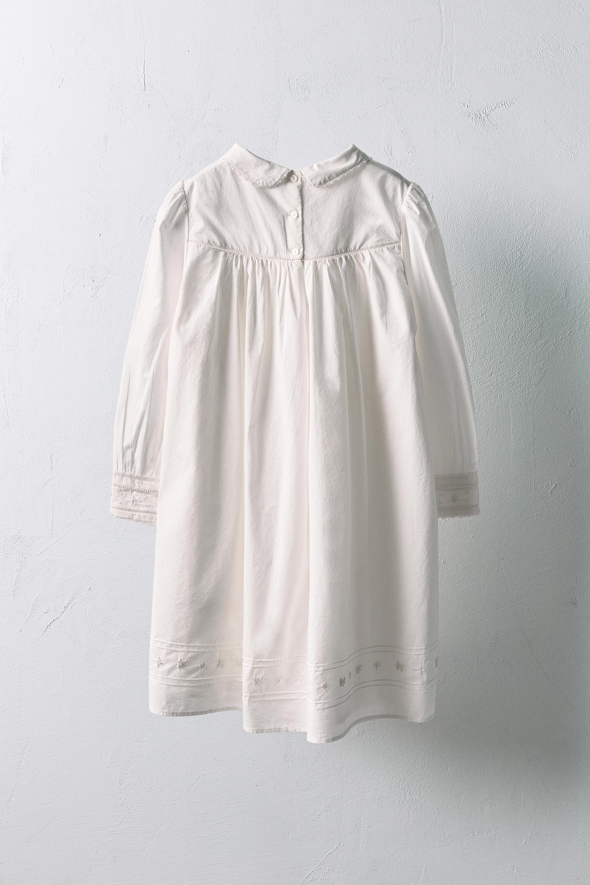 AGES 6-10/ LIMITED EDITION EMBROIDERED FLORAL POPLIN DRESS